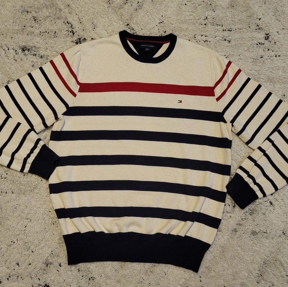 🆕️2 for 40🆕️Men's Tommy Hilfiger Cotton Striped Crewneck Sweater